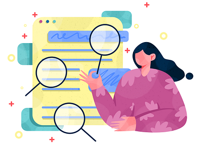 Search process bright flat flat illustration girl illustration illustrator landing illusration ui ui illustration