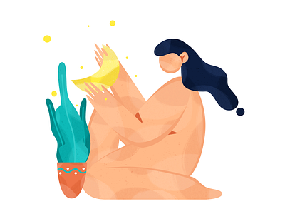 Moon-girl character design first shot flat flat illustration girl illustration illustrator moon nude ui ui illustration