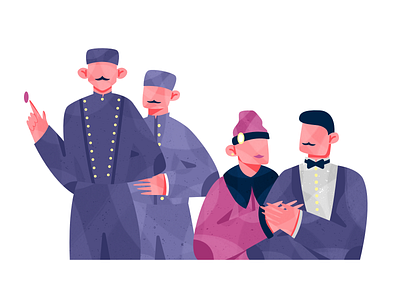 Grand Budapest Hotel character first shot flat illustration grandbudapesthotel hotel illustrator lobby lobby boy movie ui illustration