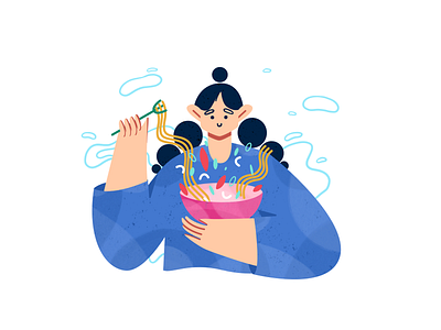 Cook at home brightness character character design first shot flat illustration home noodles taste ui illustration