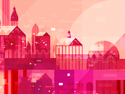 Pink City architecture geometric illustration vector