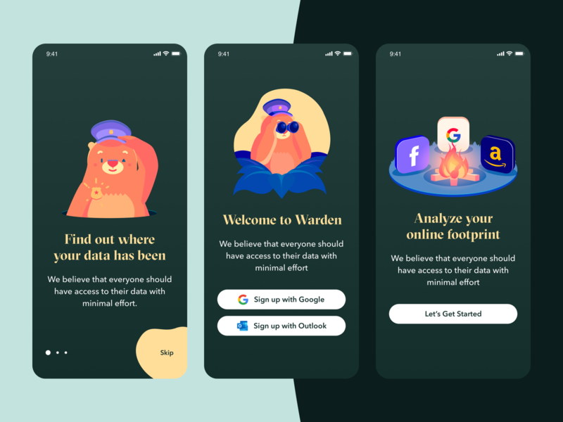 Privacy App Onboarding app design green inspiration ios ui ui design ux warden