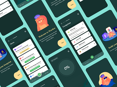 Warden - App UI after effects animation app cards character clean ui design footprint ios mvp privacy security ui