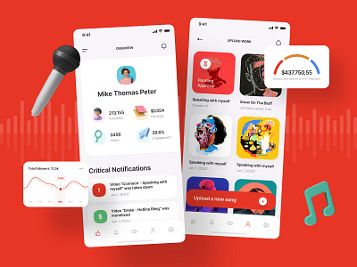 Alfan - UI Preview app cards clean creators design figma followers influencer ios light theme music social ui