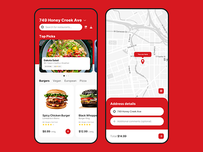 Food.ie - Food Delivery Marketplace v2 app clean delivery design food mobile product red restaurant app ui ux