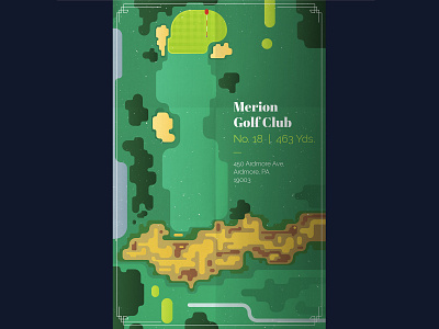 Merion Golf Club: Hole 18 design golf illustration poster texture vector