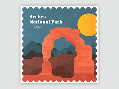 Arches National Park Stamp design history illustration landscape national park texture vector