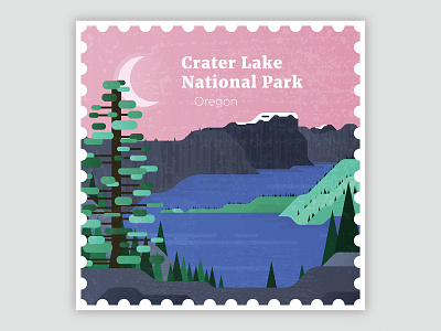 Crater Lake National Park Stamp design history illustration landscape national park texture vector