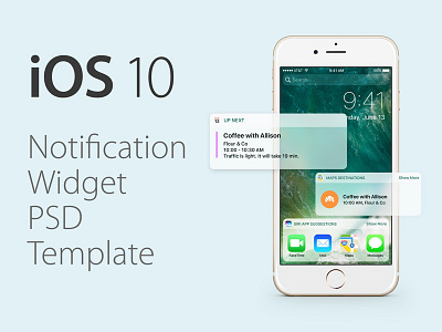 iOS 10 Notification Widget PSD Template