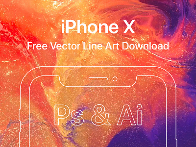 Free iPhone X Vector File (PSD + Ai) ai download illustrator ios iphone iphonex line photoshop ps psd vector x