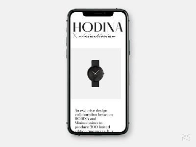 Hodina x Minimalissimo - concept landing page concept creative digital interactive minimalism mobile ui user experience ux watch