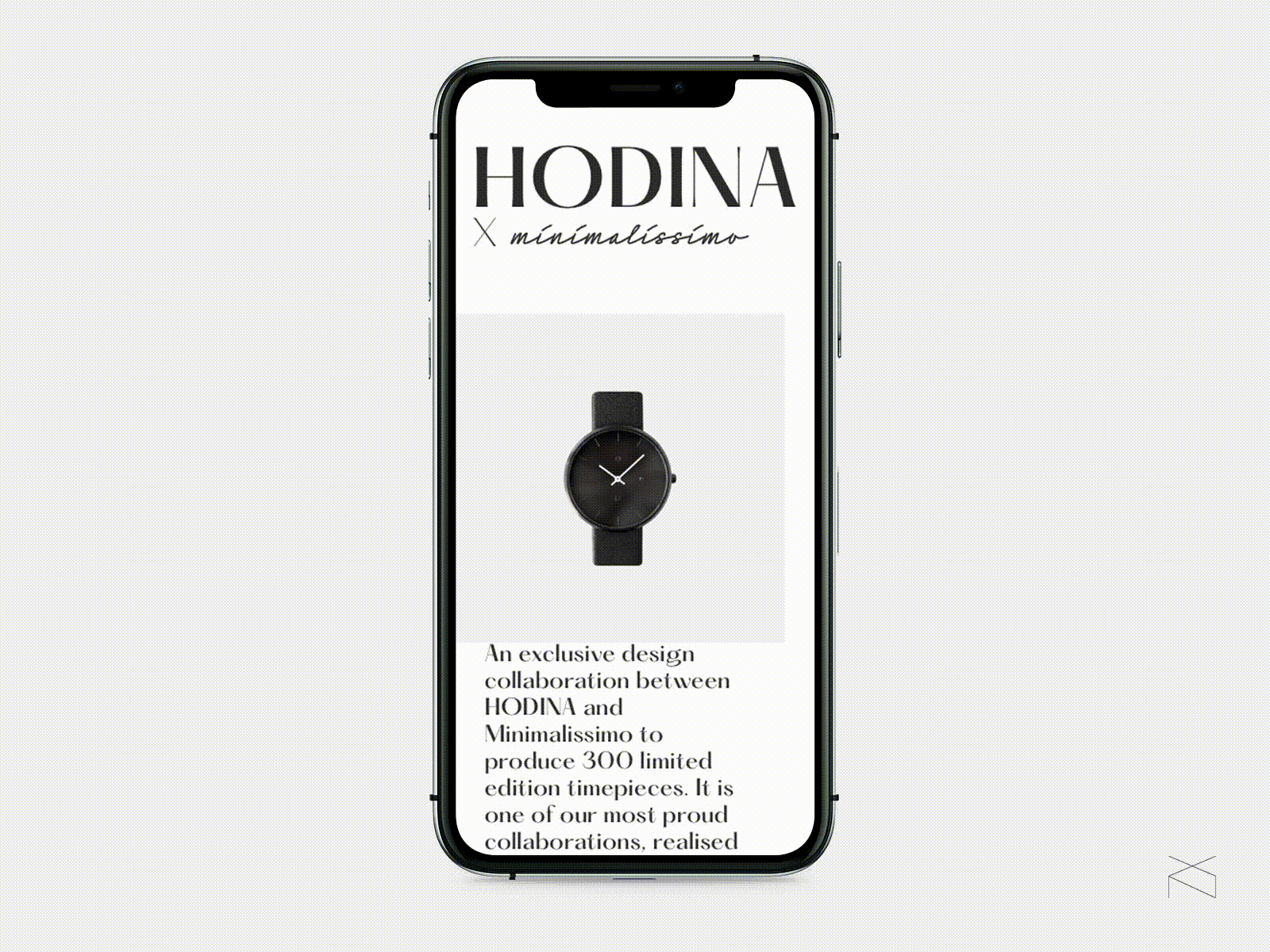 Hodina x Minimalissimo - concept landing page concept creative digital inspiration interactive minimalism mobile ui user experience ux watch