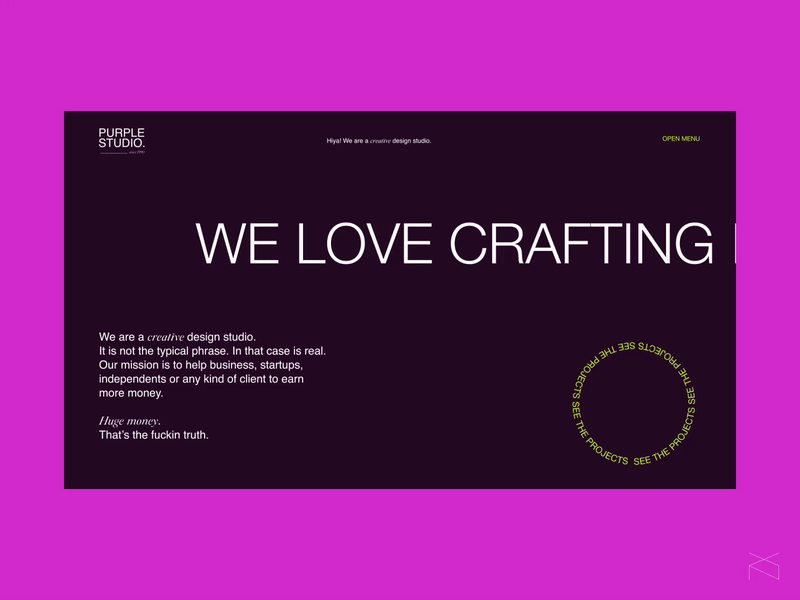 Purple studio - concept agency animation creative design digital studio ui ux web webdesign