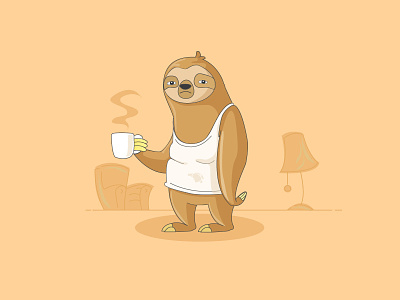 Sloth animal coffee laziness orange sloth slow mode