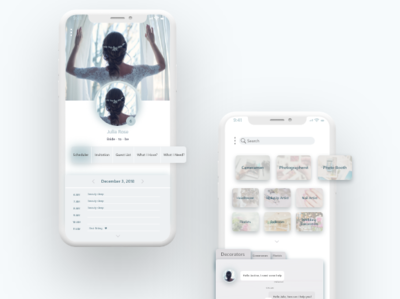 User Profile adobexd app bride chat daily daily art daily challange dailyui dailyui006 design iphone light pastel photoshop profile scheduler ui user wedding white