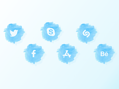 Social Icons behance blue cloud daily daily ui dailyui 010 facebook fog icons mist shadow shazam skype social social icons twitter