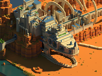 Belly of the beast. 3d isometric lowpoly magicavoxel voxel voxel art