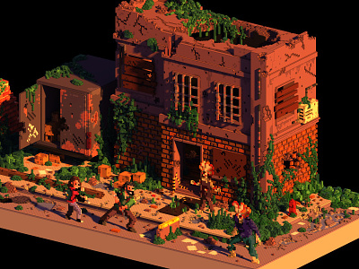 The Last of Us 3d isometric last of us lowpoly magicavoxel videogames voxel voxel art