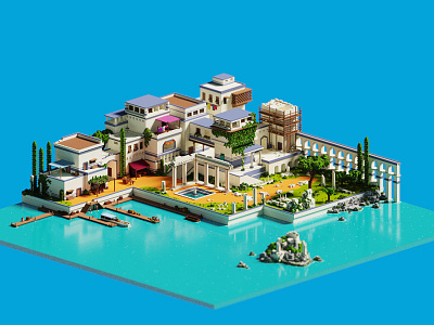 The Island 3d isometric lowpoly magicavoxel voxel voxel art
