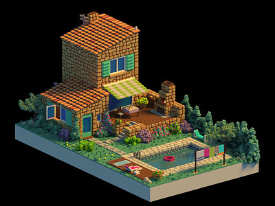 The South of France 3d france isometric lowpoly magicavoxel voxel voxel art