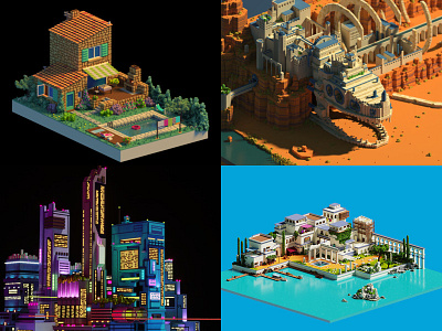 My top 4 of 2018 3d illustration isometric lowpoly magicavoxel pixel art voxel voxel art