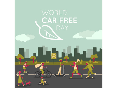 World car free day for Freepik bike city design ecofriendly freepik greens illustration illustrator vector