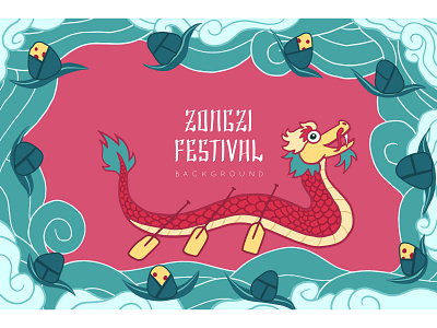 Dragon Festival 2 for Freepik background boat china design dragon freepik illustration illustrator procreate vector