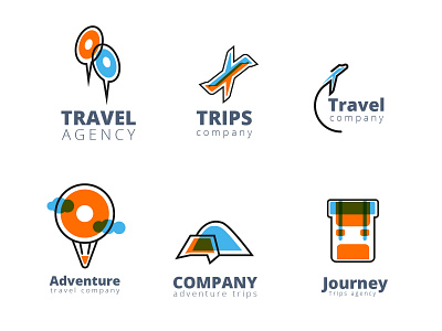 Trip logo pack for Freepik adventure agency branding design freepik icon illustration illustrator logo logo design plane travel trip ui vector