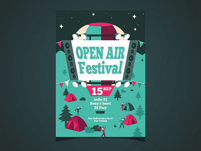 Open air poster for Freepik character design draw festival freepik illustration illustrator party party poster poster procreate vector