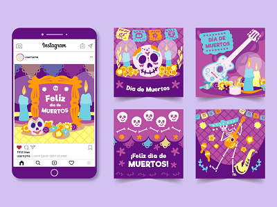 Dia de muertos IG posts for Freepik