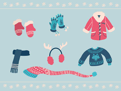Winter clothes for Freepik clothes cute design draw freepik illustration illustrations illustrator procreate vector winter