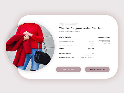 DailyUI 017 - Order Receipt 017 daily ui challenge dailyui design ecommerce graphic interface receipt ui ui design ux ux design