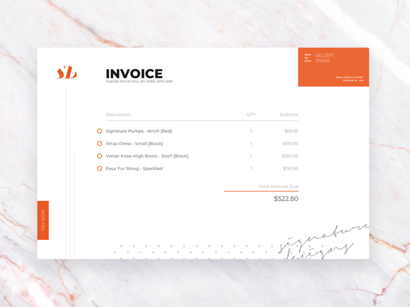 DailyUI 046 - Invoice creative receipts receipt invoices invoice design invoice typography branding logo graphic design design ui ui design dailyui challenge dailyui 046 dailyui 046