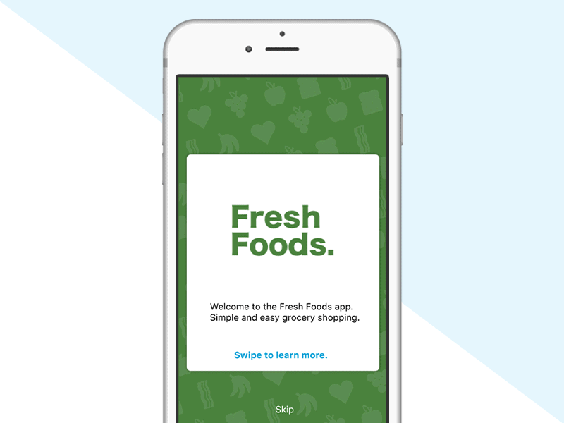 Fresh Foods Onboarding Screens