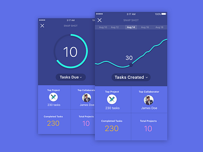 Gone App: Snap Shots dashboard stats ui ux