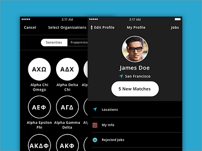 Managing your Profile (Dark UI) app apple dark ui ios iphone mobile profile ui ux