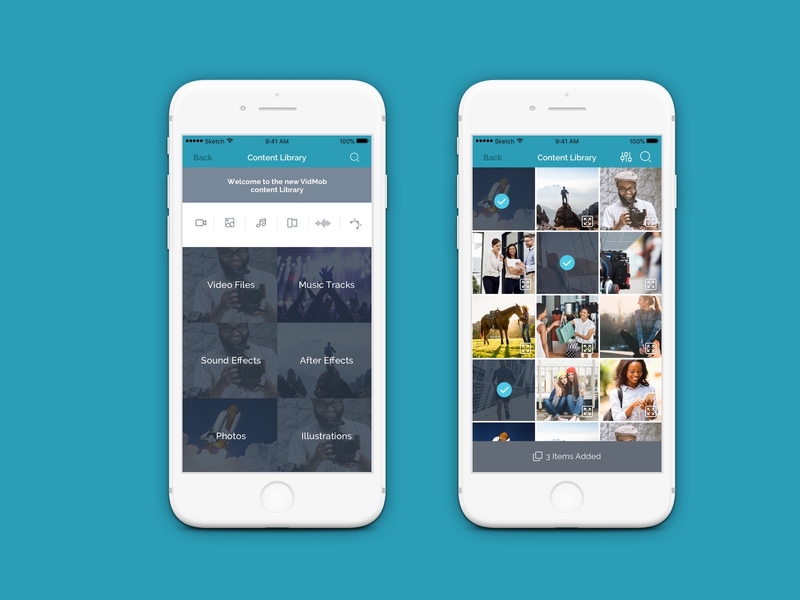 VidMob - Mobile Content Library And Checkout Part 1 app design ios mobile ui ux video visual