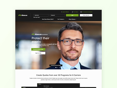 Abacus Insurance: New Website Design branding creative design identity insurance app material minimal saas ui ux visual web design web app website