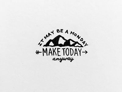 Mondays badge crest cute hand drawn ink lettering monday mountains nature typography