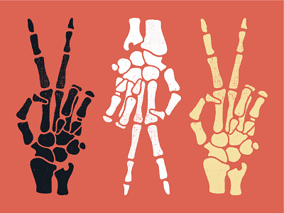 Tres Deuces cool deuces grunge hands illustration peace peace sign skeleton texture vintage