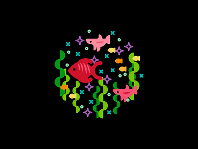 Aquatic Life aquarium color cute fish minimal ocean shape simple vector