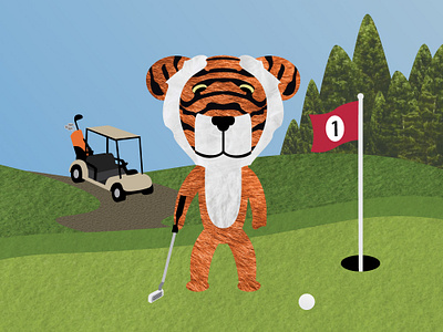 Tiger Goes Golfing - Illustration Close Up book book cover cartoon character childrens cover goes golf golfing idea illustration kids texture textures tiger
