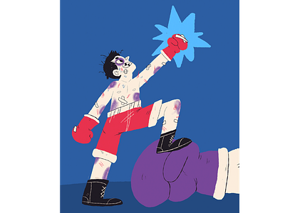 mental health 2 boxing cartoon color comic editorial illustration illustration people webcomic