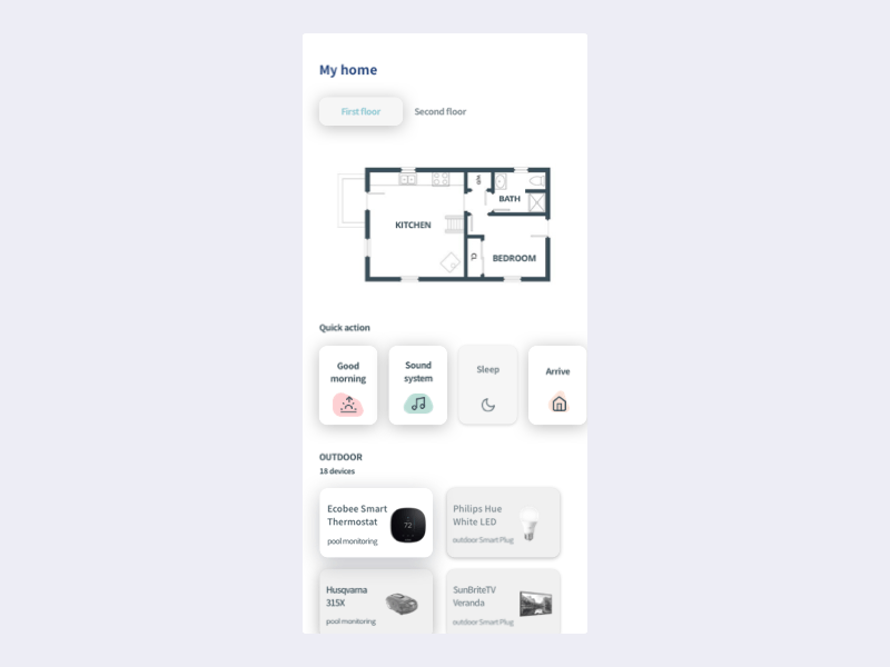 Smart Home animation app card ui clean ui principle sketch app smarthome