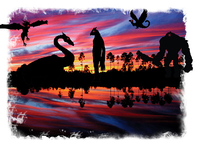 Sunset Monsters illustration photo background