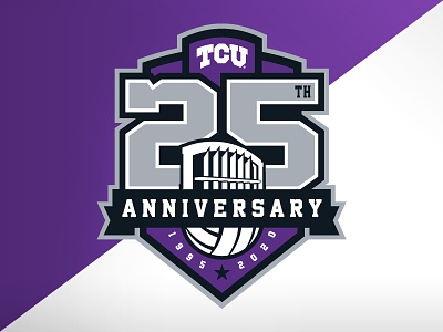 TCU Volleyball 25th Anniversary 25th anniversary athletics badge branding college crest identity illustration logo ncaa tcu university vb volleyball