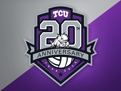 TCU Volleyball 20th Anniv. Logo 2015 anniversary athletics branding college identity logo tcu volleyball