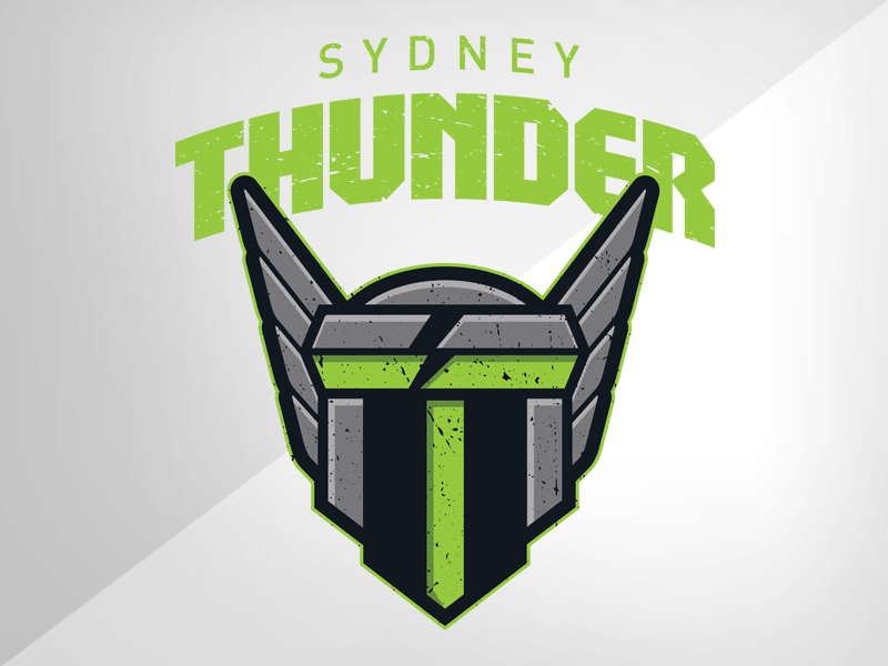 Sydney Thunder Secondary Logo athletics australia branding cricket hammer helmet identity logo sydney thor thunder