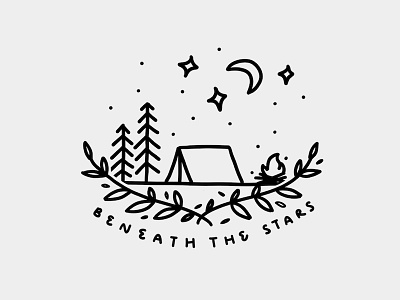 Beneath The Stars graphic design illustration lettering line art