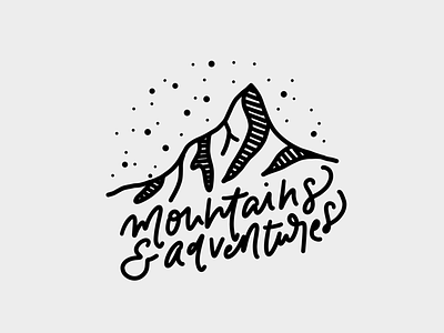 Mountains & Adventures graphic design lettering line art typography vector design